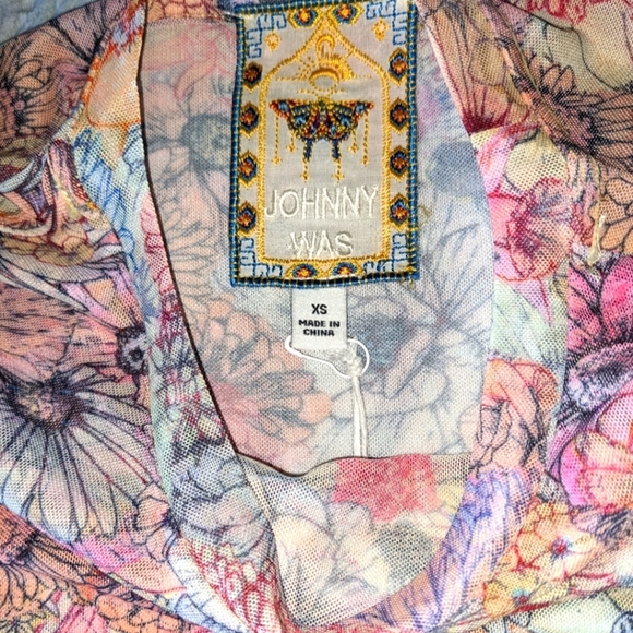 Johnny Was Natalie 3/4 Sleeve Mesh Tee in Sage Pink sz XS​​ - Picture 11 of 16